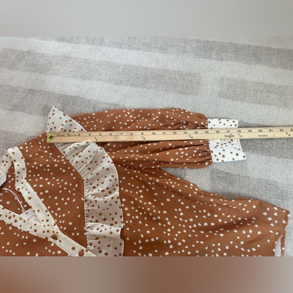 CROSBY by Mollie Burch Women’s Orange White Dot Ruffle Blouse NWT (Size XS) - Picture 8 of 8